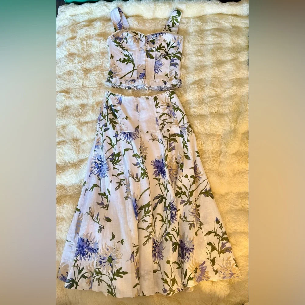 Reformation Anatolia Linen Two Piece In Serenity, brand new, never worn,no flaws - Picture 13 of 16